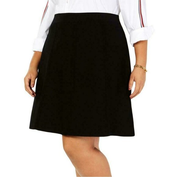 Tommy Hilfiger Black A-Line Skirt 0X  / 14 NWT - Picture 1 of 5